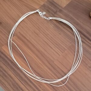 .925 Sterling Elegant Silver Multi-Strand Necklace